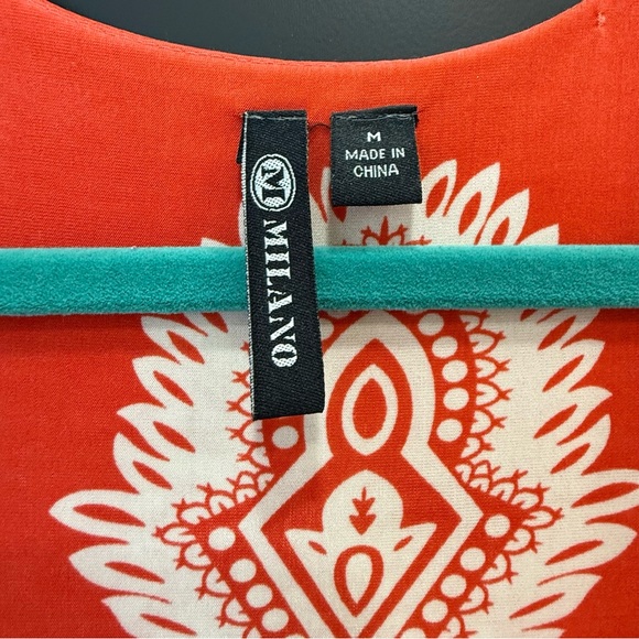 Milano Red-ish Orange and White Maxi Dress Size M - Picture 3 of 8